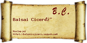 Balsai Ciceró névjegykártya